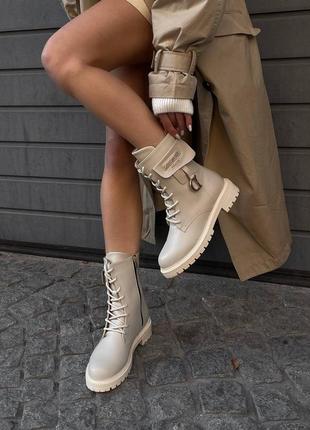 Женские кожаные dior boots beige