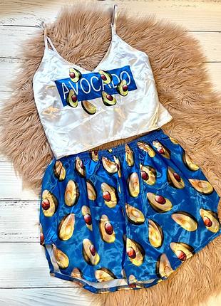 Сатиновая пижама комплект для сна шорты и топ