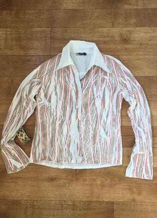 Белая блузка с длинным рукавом.блузка с узором. блуза белая. блузка на работу