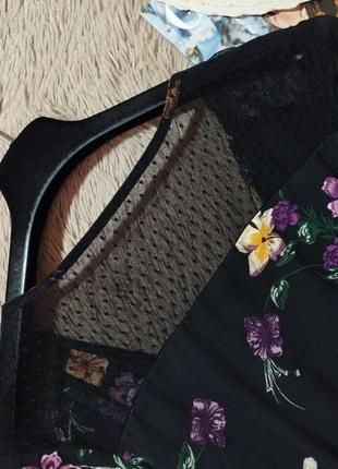 Шикарный цветочный топ на запах с объемными рукавами и кружевом/блуза/блузка4 фото