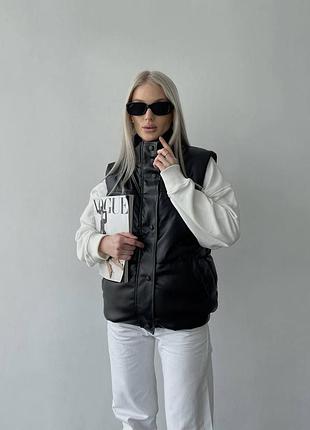 Кожаная жилетка, жилетка из эко кожи