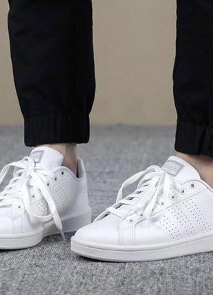 Фірмові кросівки, кеди жіночі stan smith білі базові adidas оригінал cloudfoam advantage clean white neo