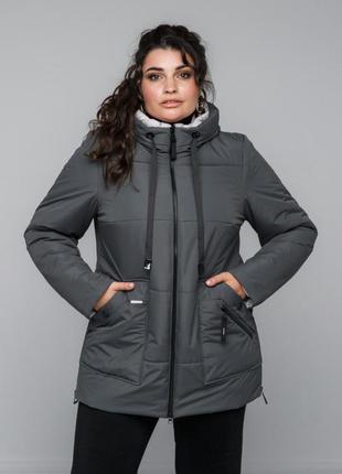 Жіноча демісезонна куртка прямого крою великі розміри 48-58 різні кольори3 фото