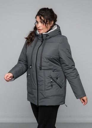 Жіноча демісезонна куртка прямого крою великі розміри 48-58 різні кольори5 фото