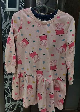 Платье на флисе со свинкой пеппой розовое h&m 4-6 лет4 фото
