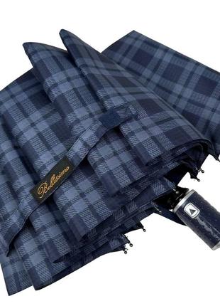 Стильный зонт полуавтомат в клетку от bellissimo, синий с темно-синей ручкой, м0532-3
