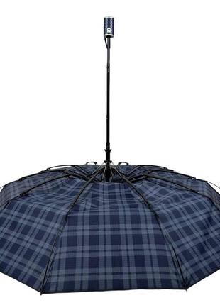 Стильный зонт полуавтомат в клетку от bellissimo, синий с темно-синей ручкой, м0532-3