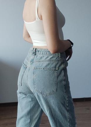 Рваные джинсы мом / широкие джинсы5 фото