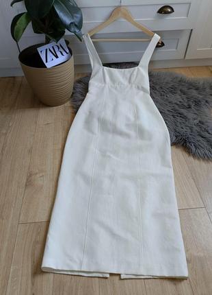 Белое платье с открытой спинкой от zara, размер xs, l, xl