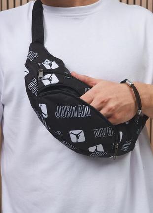 Бананка jordan черная поясная сумка мужская / женская1 фото