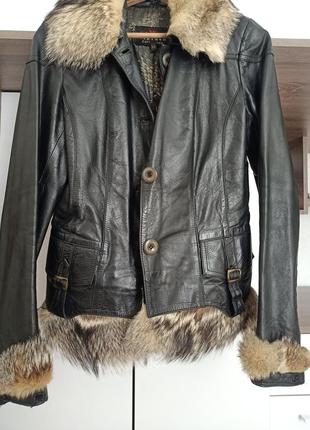 Кожаная куртка, пиджак, натуральная кожа, мех3 фото