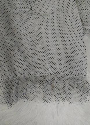 Блуза с коротким рукавом primark прозрачная белая в чёрный горох размер s4 фото