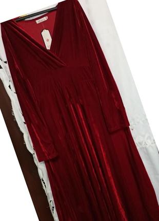 Нове  вишневе оксамитове плаття розміру xl7 фото