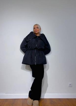 Женская куртка с большим воротником 🔵8 фото