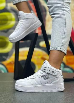 Женские высокие кожаные кроссовки  nike air force 1 mid4 фото