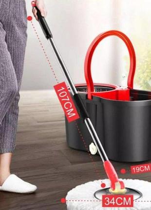 Комплект відро та швабра з автоматичним викручуванням (10 л) spin mop 360/набір для прибирання будинку/ турбошвабра, as5 фото