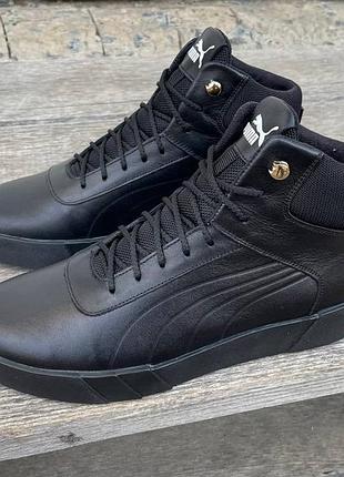 Стильные зимние кроссовки puma total black