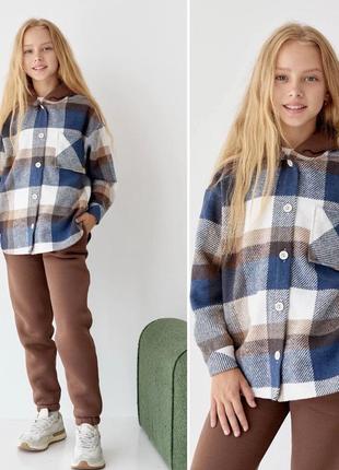 Теплый костюм с рубашкой для девочки