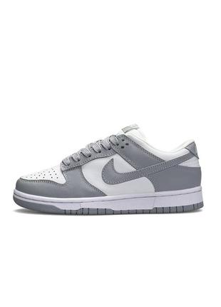 Женские кроссовки nike sb dunk low prm all white grey