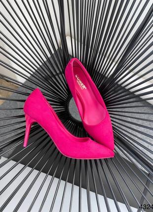 Туфли женские лодочки фуксия розовые на шпильке
