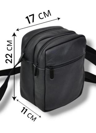 Сумка мессенджер из натуральной кожи, мужская большая сумка на 4 кармана с черной молнией2 фото