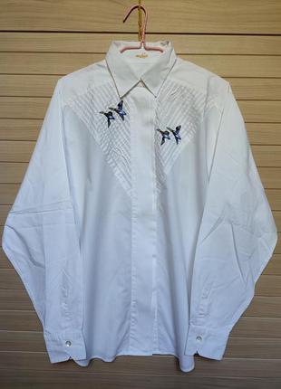 Белая рубашка с вышивкой van laack vera-sta оригинал ☕ наш 40-42рр