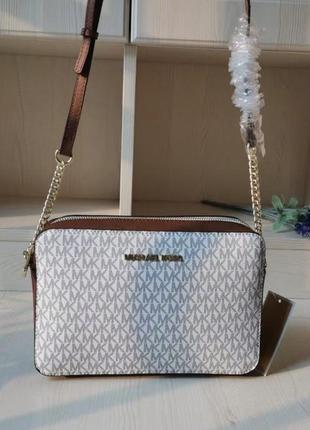 Жіноча сумка michael kors jet set beige бежева