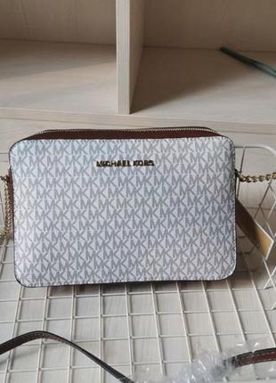 Женская сумка michael kors jet set beige бежевая6 фото