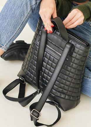 Женский рюкзак черный рюкзак сумка рюкзак стеганый рюкзак3 фото