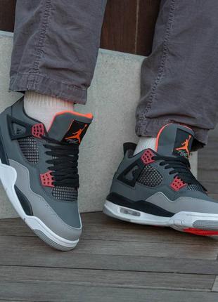 Кросівки nike air jordan retro 4 black grey red