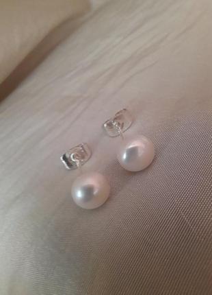 Сережки сережки натуральні перли гвоздик 9252 фото