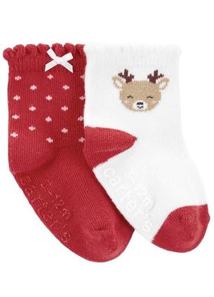 Новорічні шкарпетки набір 2 пари для немовлят carter’s картерс