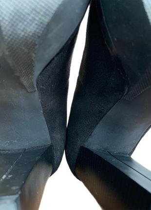 Шикарные черные туфли из эко замши на высоком каблуке8 фото