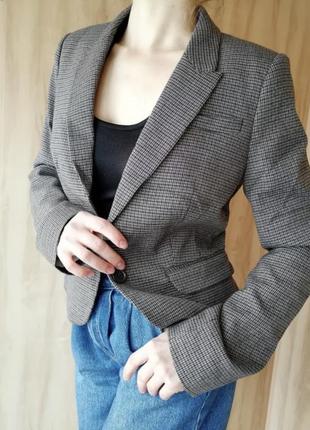Базовый пиджак h&m xs/s в гусиную лапку серый пиджак жакет куртка деловой костюм2 фото