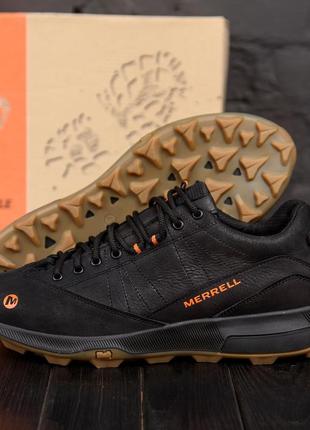 Мужские кожаные кроссовки merrell black