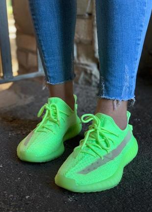 Женские кроссовки 👽adidas yeezy boost 350 neon green👽кроссовки адидас изи буст зелёные, яркие, кросівки ізі 350