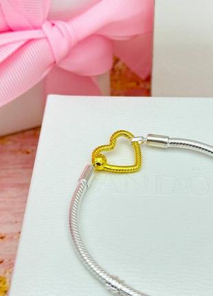 Серебряный браслет «сердце» с застежкой shine3 фото