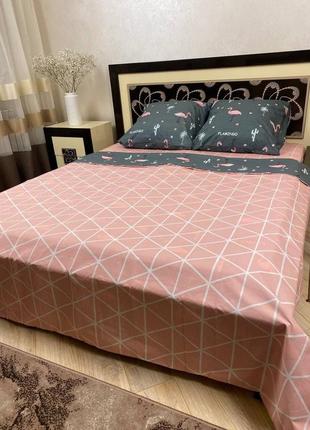 Комплект постельного белья розовый фламинго4 фото