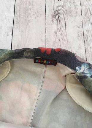 Джинсовый приталенный классический пиджак, жакет в цветочный принт прямой короткий4 фото