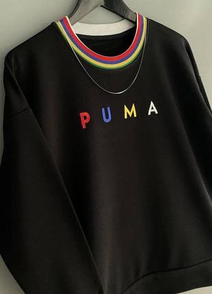 Чоловічий та жіночий оверсайз світшот puma чорний4 фото