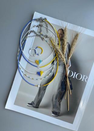 Патріотичні чокери, жовто-блакитні прикраси, українськи вироби, колечка чокери браслети1 фото