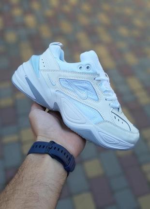 Жіночі шкіряні кросівки nike m2k tekno білі з сірим літні кросівки найк техно  топ ліцензія