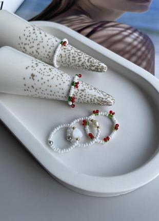 Ожерелье с вишнями, чокер вишни 🍒 из бисера, колечко с сердечками6 фото