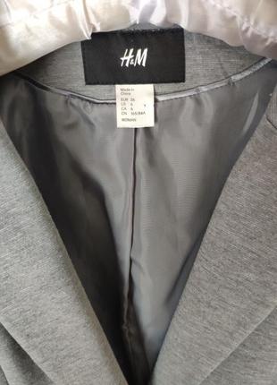 🤍базовый пиджак xs/s h&m с красивыми рукавами приталенный женский жакет пиджак серый куртка3 фото