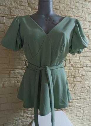 Красивая женская трикотажная блуза ментолового цвета размер 46-50