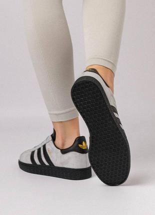 Женские кроссовки adidas originals gazelle gray black жэнсий ададас газеллы серое