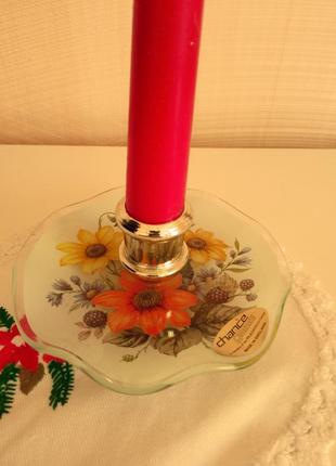 Продам абсолютно новый винтажный английский подсвечник из стекла ,,chans