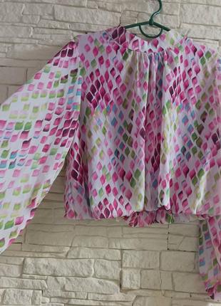 Красивая короткая женская блуза "латино"с объёмным рукавом размер 48-50