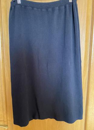 Чёрная хлопковая трикотажная юбка карандаш тянется на резинке 52-56 р3 фото