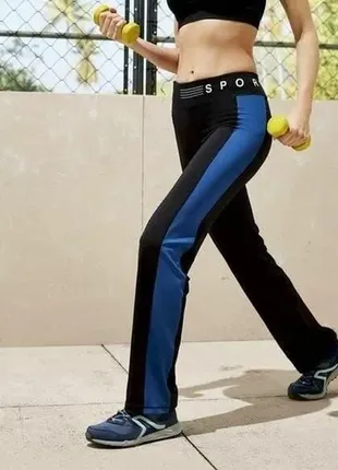 Лосіни штани спортивні жіночі crivit 42/44 чорні з синіми вставками